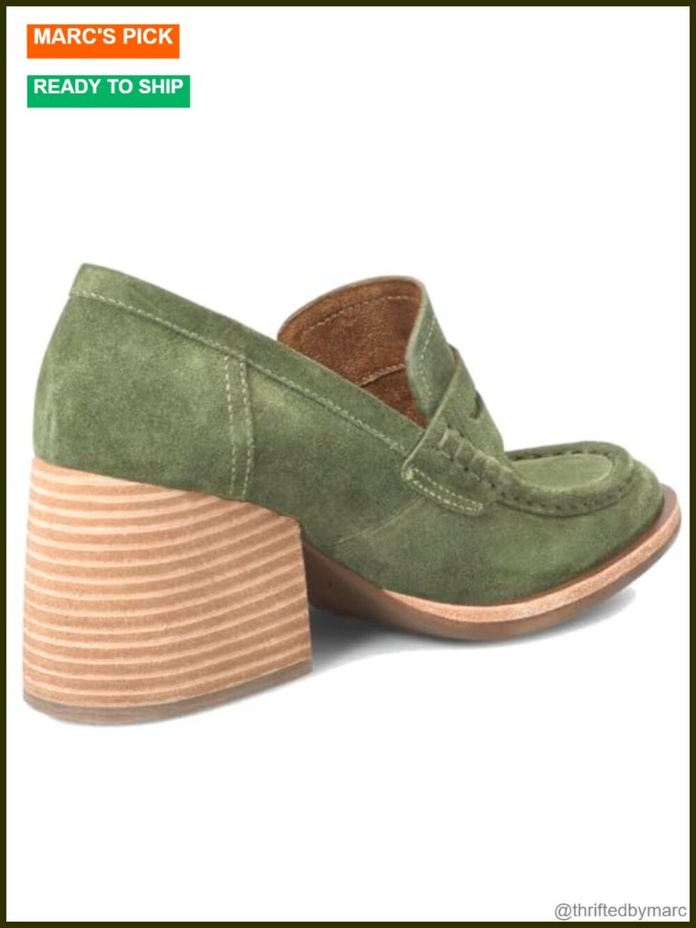 Vintage Chunky Platform Loafers Suede Closed Toe Slip On Shoes Block Heels - Picture 5 of 5